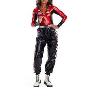 Tipsy Elves Red & Black Racing-Style Jumpsuit